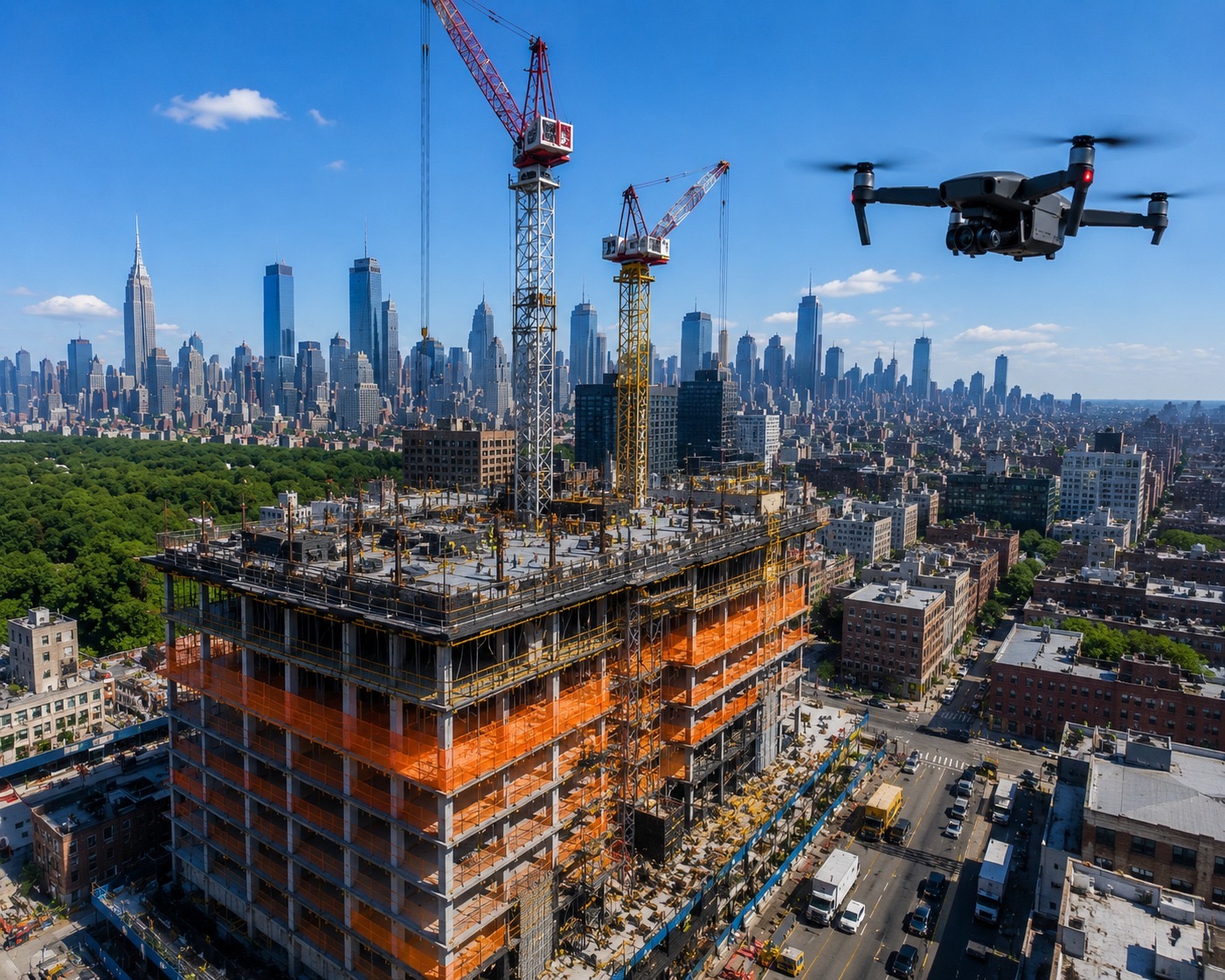 Drone construction monitoring site